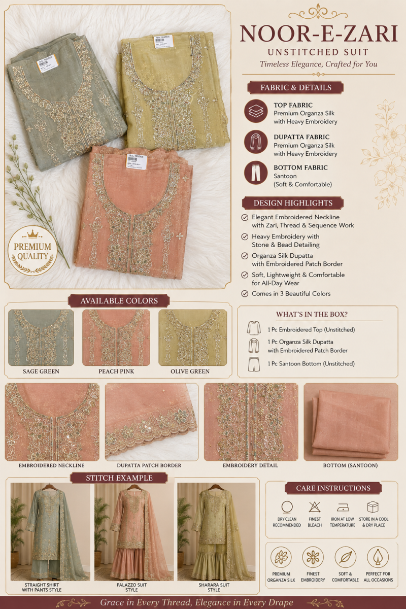 Premium Organza Silk with Heavy Embroidery